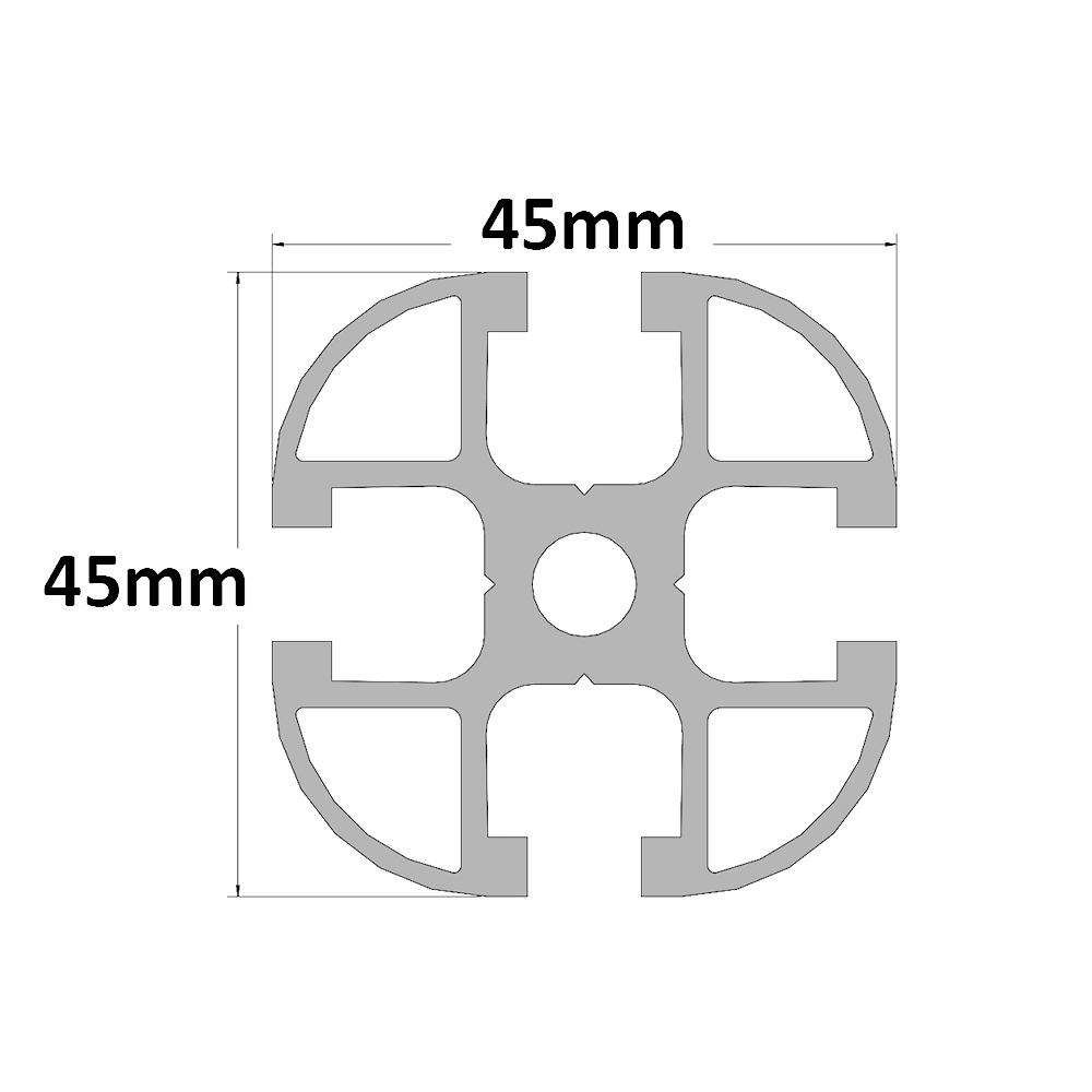 10-4545R-0-24IN MODULAR SOLUTIONS EXTRUDED PROFILE<br>45MM X 45MM ROUND, CUT TO THE LENGTH OF 24 INCH